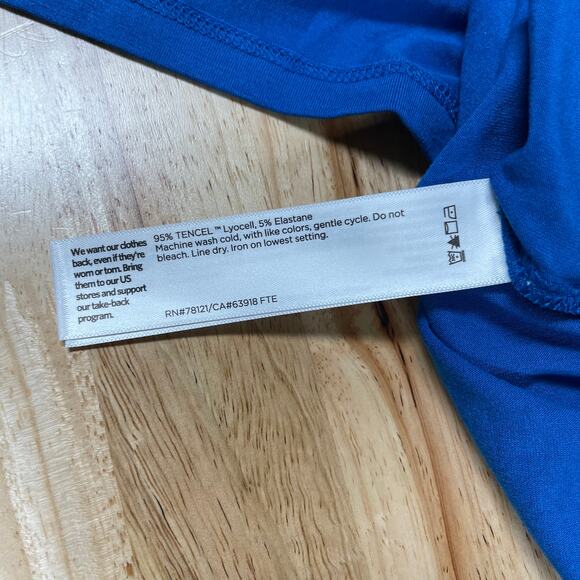 Eileen Fisher NWT Mock Neck Drawstring Tie Waist Blue Marne Size XS Sleeveless - Picture 7 of 9